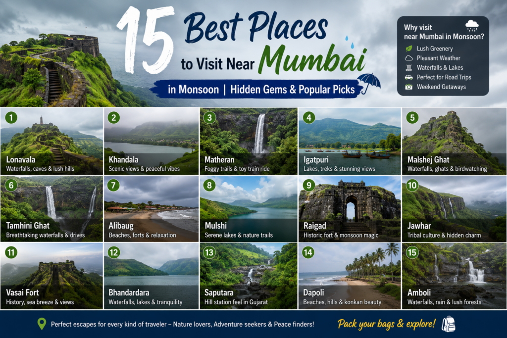15 Best Places to Visit Near Mumbai in Monsoon